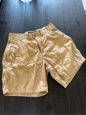Abercrombie & Fitch Men's Tan Flat-Front Cotton Shorts